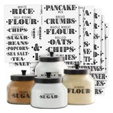 Talented Kitchen clear vinyl labels on glass jars for organized pantry storage