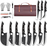 Tan Ren 17pcs butcher knife set and bag, ideal for home cooking and outdoor trips.