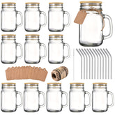 TANGLONG 16 oz mason jar with handle for easy grip on iced drinks.