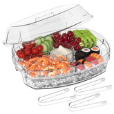 Tangyinus Ice Chilled Party Platter lid keeps foods protected at gatherings