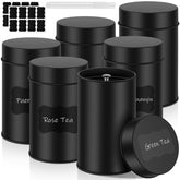 Tanlade 6-pcs tea tin canisters set organized on a kitchen shelf