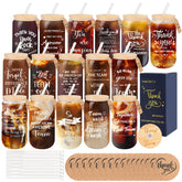 TAOZIM 16oz glass cups with lids shown as a coworker gift set for daily beverages