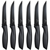Targzier premium steak knives set 6 black with razor-sharp blades for precise cuts