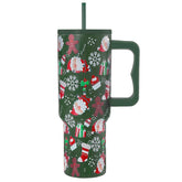 TaroKitc 40oz Christmas tumbler with handle and lid for easy on-the-go sipping.