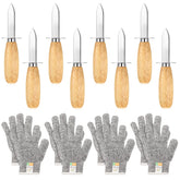 Tarpop oyster knife close-up with stainless steel blade and wooden handle for easy shucking