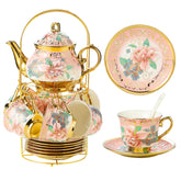 TATSUMI porcelain teapot with pink flower pattern elevates afternoon tea moments