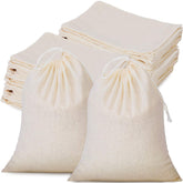 Tatuo muslin bags drawstring closeup showing durable cotton for reusable storage