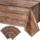 Tatuo wood grain tablecloth brown texture, protects surfaces during meals.