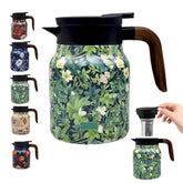 TBHAPY vintage floral teapot with built in infuser enables effortless one handed brewing