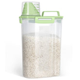 TBMax rice dispenser with pour spout for mess-free serving.
