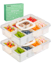 TCHZA Snackle Box two-pack design with compact lid for organized snacks on the go
