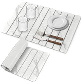 tdcokhe large stone dish drying mat in marble pattern keeps countertops dry after dishwashing