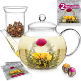 Teabloom Celebration teapot with infusion, elegant glass design for aromatic brews