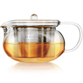Teabloom Kyoto glass kettle and infuser enables blooming tea brewing.