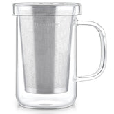 Teabloom premium borosilicate glass mug with infuser and lid for versatile tea sessions