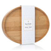 Tea Forte bamboo small oval serving tray ideal for tea, coffee, and snacks.