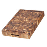 Teakhaus carving board with end-grain and juice groove ready for knife work