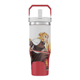 Team Liquid Demon Slayer tumbler front view highlights flame Hashira design for daily hydration.