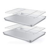 TeamFar baking pan with rack in mirror finish for easy release and cleanup.