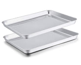 TeamFar baking sheet outer 16x12 shows sturdy, rust-free stainless steel.