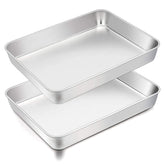 TeamFar lasagna pan set 2-pack in brushed stainless steel for versatile daily baking.