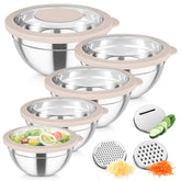TeamFar 5-piece mixing bowls set with clear lids for visibility.