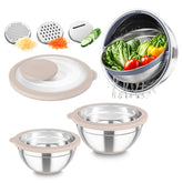 TeamFar mixing bowls with rotatable colander for effortless drainage.
