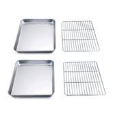 TeamFar toaster oven pan 9x7 top view, durable stainless steel for everyday cooking