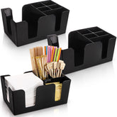 Tebery bar caddy with six compartments keeps napkins and utensils organized on a counter
