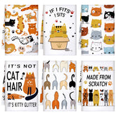 TecUnite cat kitchen towels 6-pack for quick drying and versatile kitchen tasks