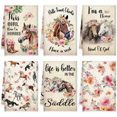 TecUnite horse kitchen towel with floral design; absorbent and quick-drying.