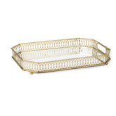 TEITEAI Bar Cart Tray gold mirrored top view ideal for entertaining.