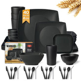 Teivio 16-piece square dinner plates for durable daily use