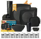 Teivio 88-piece square dinnerware plates show lightweight durability for everyday meals.