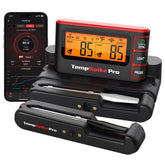 TempSpike wireless thermometer display shows real-time temps and alerts for precise cooking.