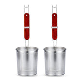 TENTA KITCHEN micro-perforated pasta strainer with handle for fast drainage and easy transfer.