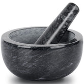 Tera marble mortar and pestle interior texture enhances grinding efficiency.