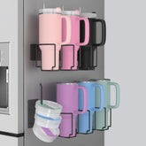 Terficer magnetic water bottle organizer for Stanley 40oz keeps tumblers neatly on the fridge.