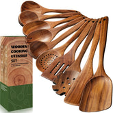 Terlulu teak wooden spoons set, durable and smooth finish for versatile cooking