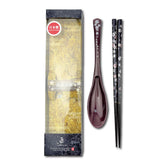 Terra Distribution premium Japanese chopsticks with spoon, flower lacquer design for refined dining