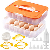 Terukir 2-layer deviled egg container with lid keeps eggs secure during transport