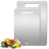 TESFLY 2-Pack titanium cutting boards front view, durable kitchen prep surface.
