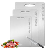 TESFLY titanium cutting board front view, dual sides for meats and produce.
