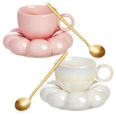 Tessco for you pink coffee cloud mug with saucer set for cozy morning rituals.