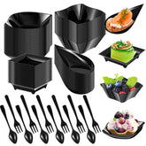 Tessco for you mini appetizer plates black closeup showcasing modern party serveware