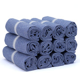 Texas Linen Co. premium blue chambray dish towel fold for quick drying and absorbent cleaning