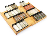 Thalomely bamboo spice drawer organizer extended width for orderly jars