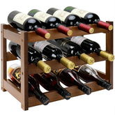 Thalomely bamboo wine rack front view shows 3-tier storage for organized kitchen display