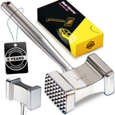 TheDOM stainless steel meat mallet with solid head for even tenderizing.