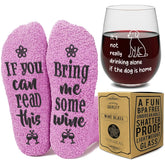 The ONLY GIFT WORTH GIVING stemless wine glass with saying for stylish entertaining.